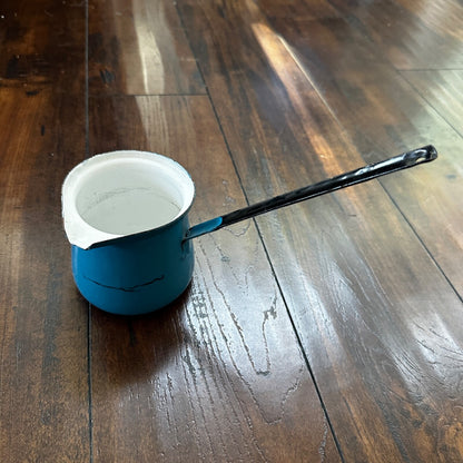 VTG Antique Blue Milk Warmer Primitive Cooking Pot Barista Tool Poland