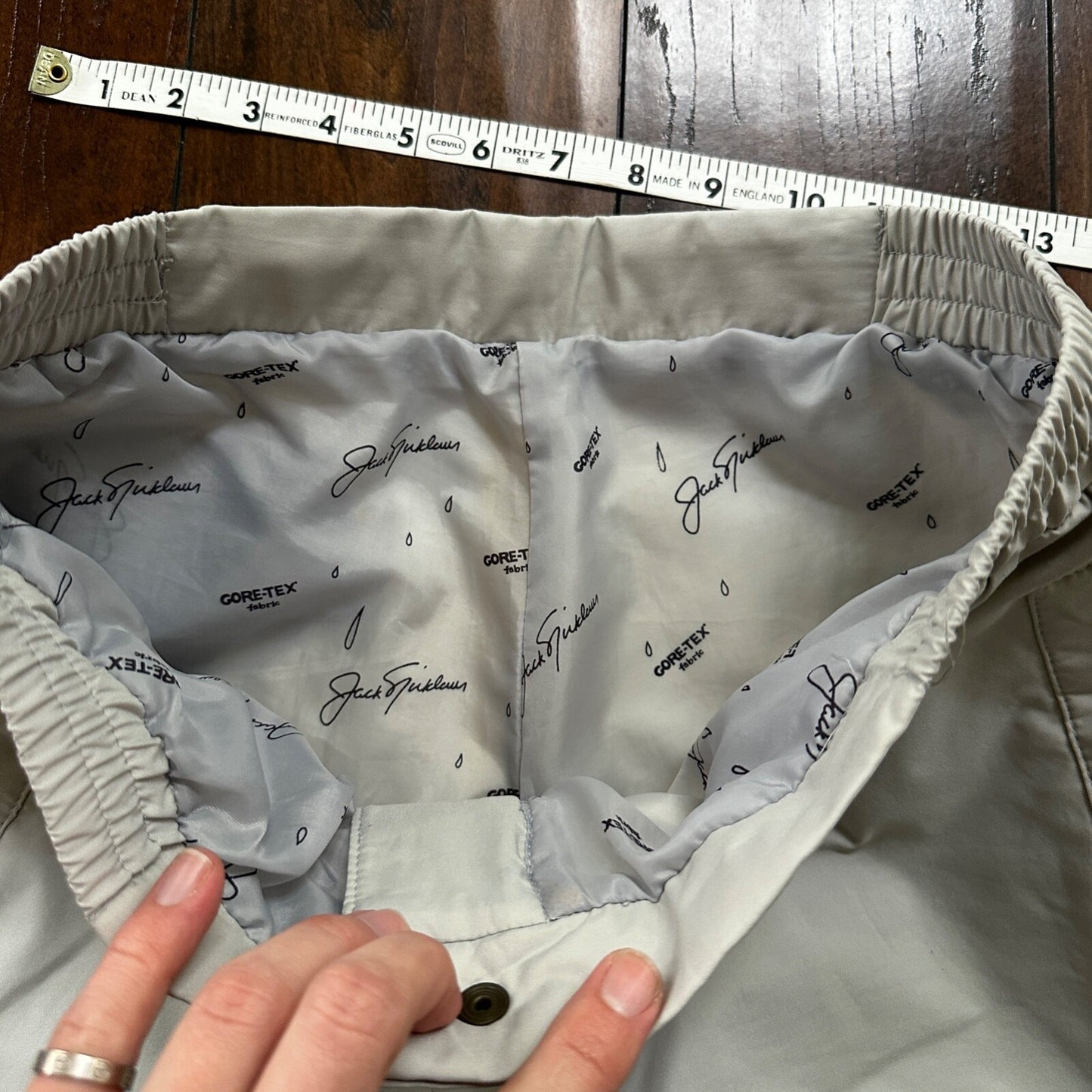 VTG GORETEX Jack Nicklaus Mens 10 Golf Pant Grey Fabric Zip Up Sports Outdoor