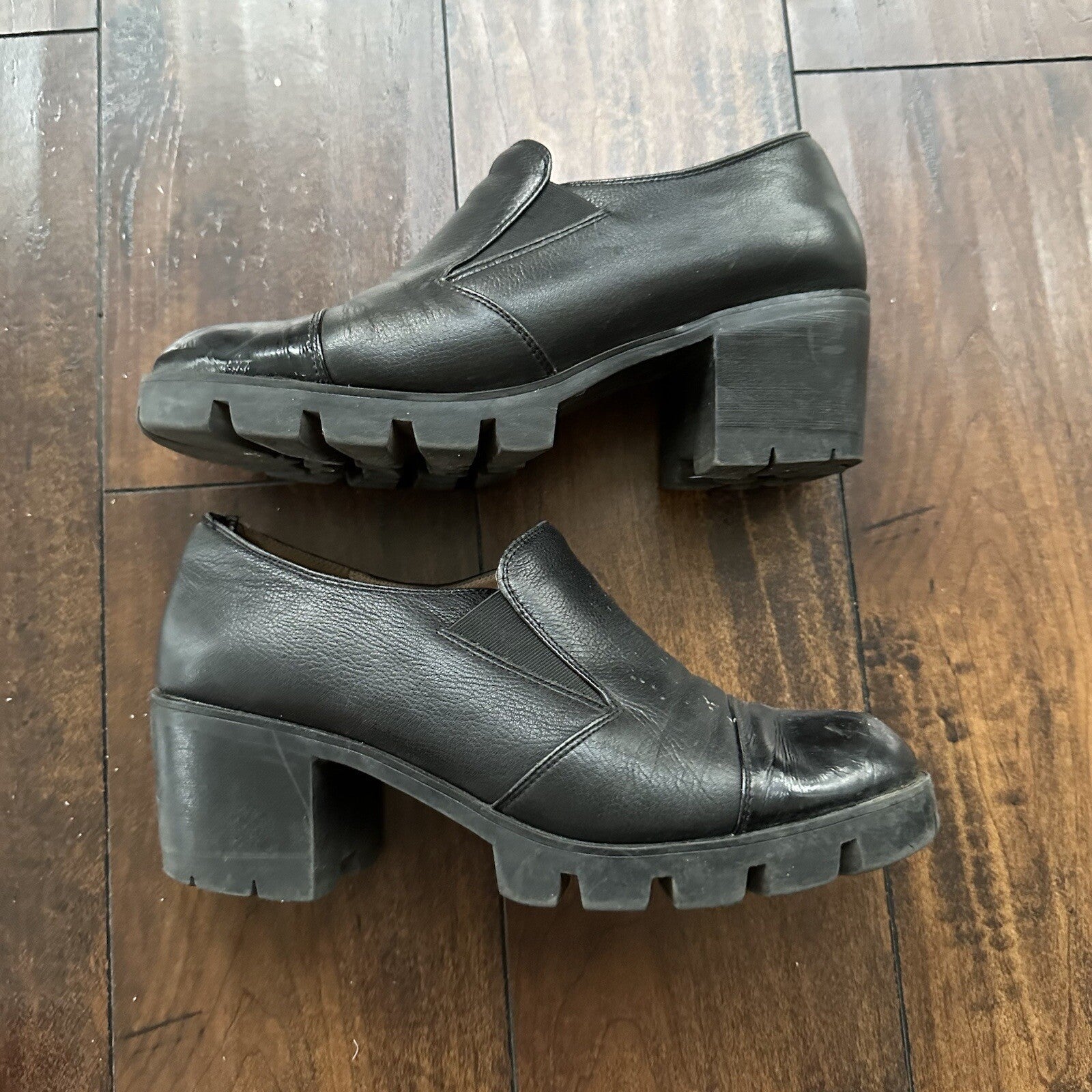 Zenden Genuine Leather Black Up Shoes 40 Euro Vtg Y2K Heels Mules Summer Dress