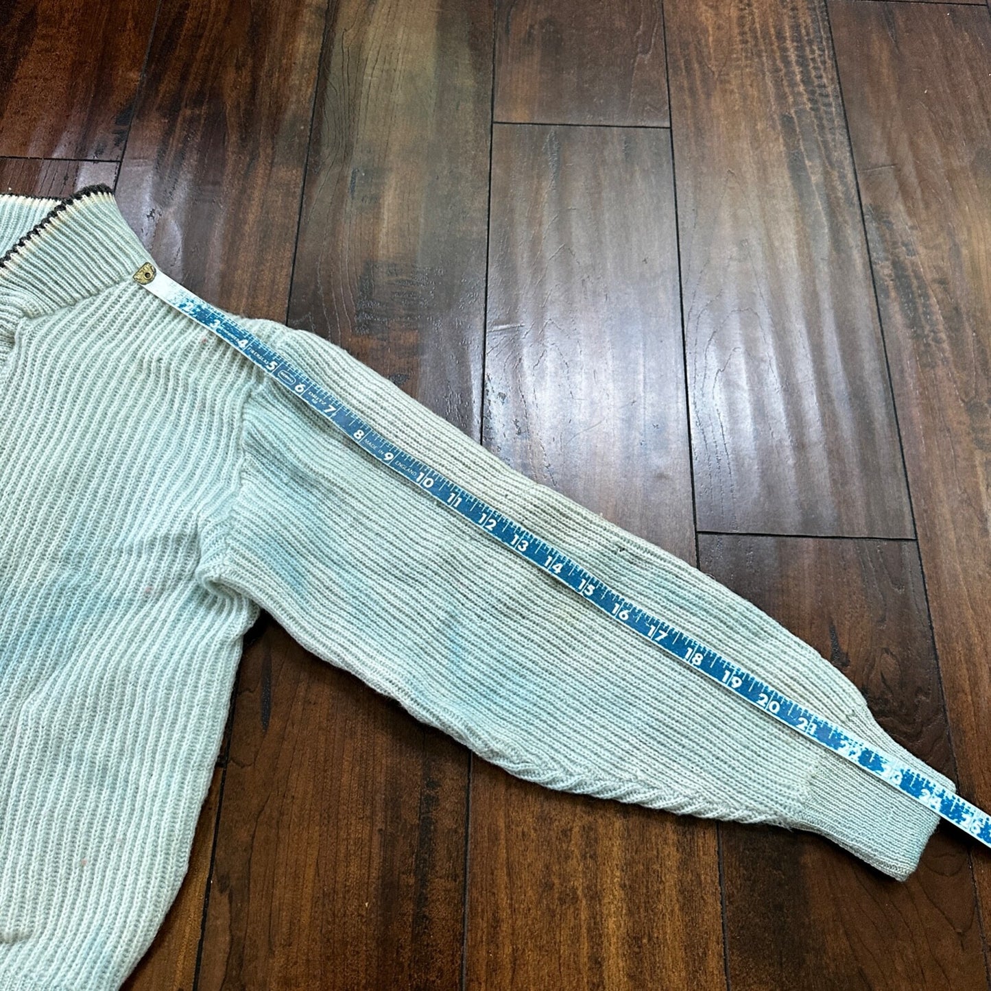 VTG 70s Columbia Knit Rugby Gear Sweater Zip Up Blue Color Block Made In USA