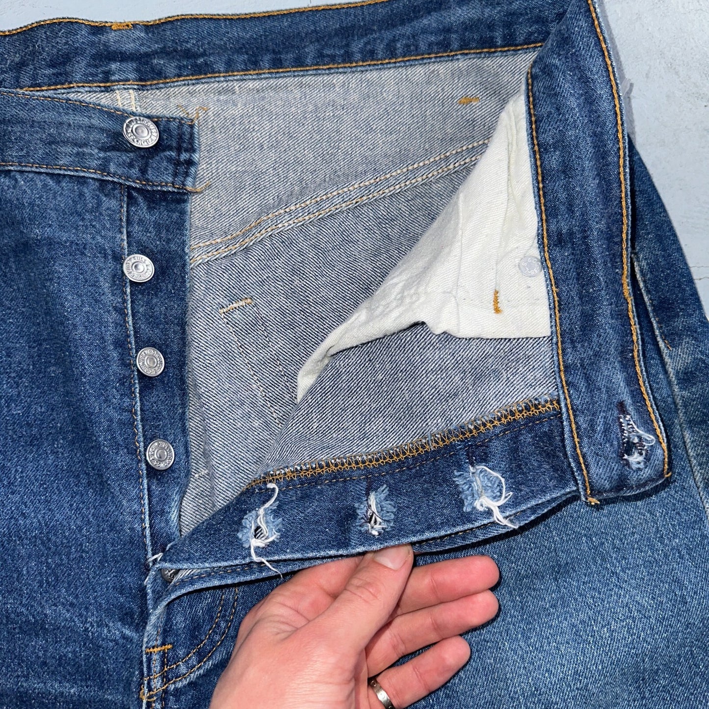 Levis 501 Vintage 80s USA XX Straight Leg Jeans Blue Med Wash 38x30 Act 35x26