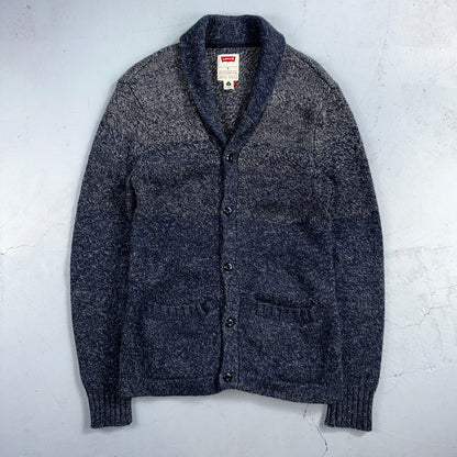 Levis Women's M Woolmark Blend Knit Blue Long Sleeve Button Up Sweater VTG