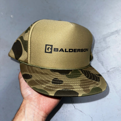 Balderson Camo Green 80s VTG Hat Cap Snapback Otto Trucker Hunting Woodland
