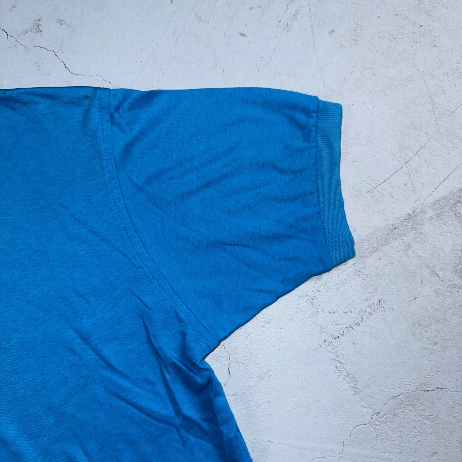 Blue Polo Single Stitch VTG T Shirt Basic Blank No Logo 3 Button Preppy Simple