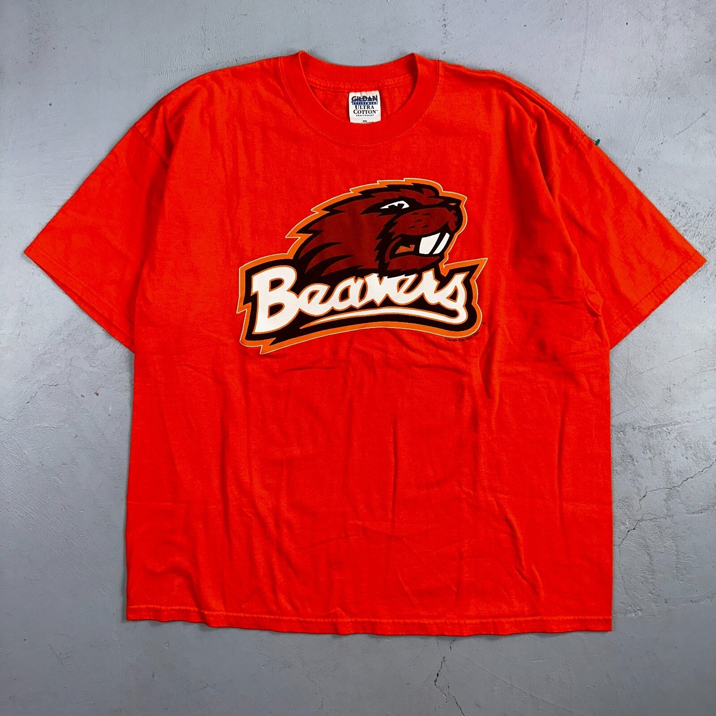 Oregon Beavers Y2K Orange VTG T Shirt College Gildan 2XL Corvallis School Mascot