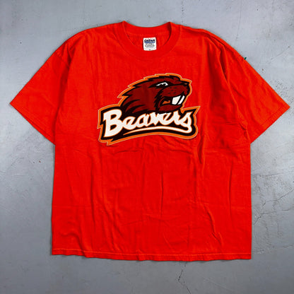 Oregon Beavers Y2K Orange VTG T Shirt College Gildan 2XL Corvallis School Mascot