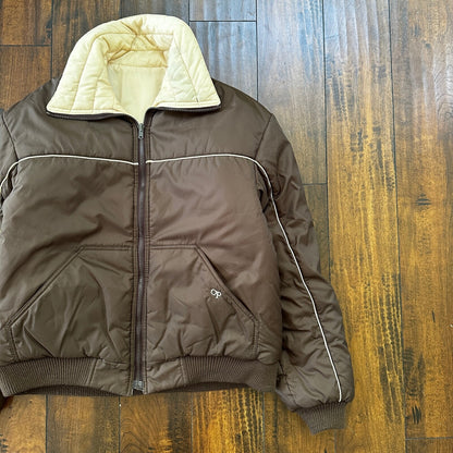 VTG Reversible Ocean Pacific Brown Insulated Puffer Jacket Double Sided 70s 80s