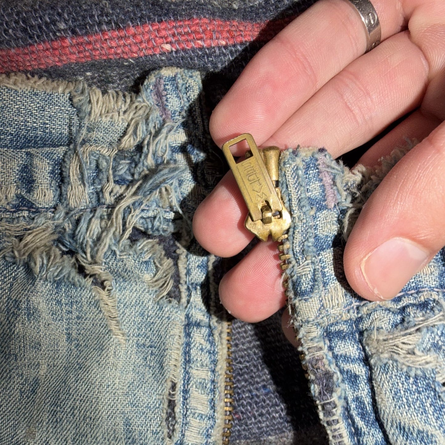 Vintage 50s 60s Hercules Blanket Lined Denim Bomber Jacket USA Coat Thrashed