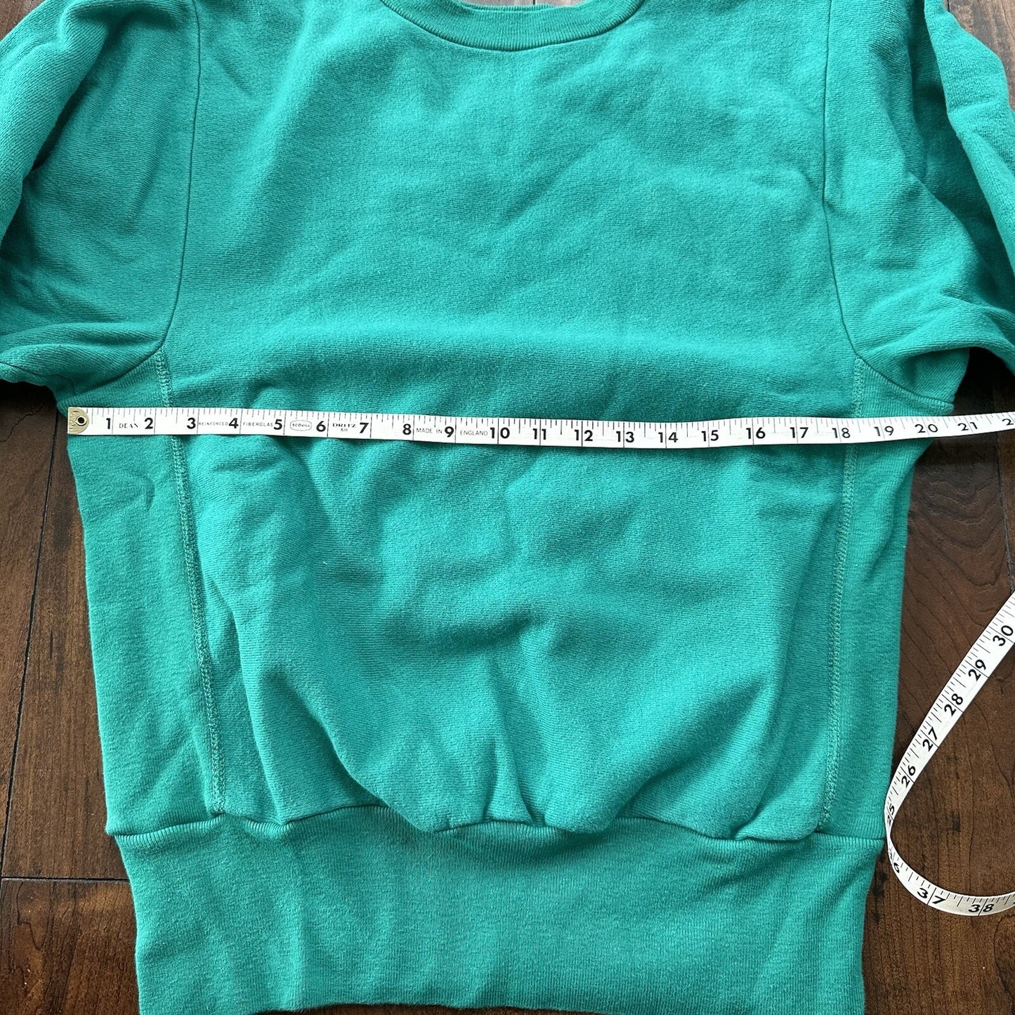 Vintage Champion 90s USA Teal Reverse Weave Sweatshirt Blank 70s Gusset Jumper