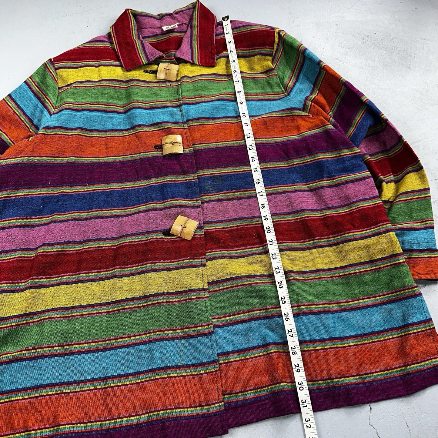 Norm Thompson VTG 80s Rainbow Striped Oversized Button Down Blazer/Jacket XL