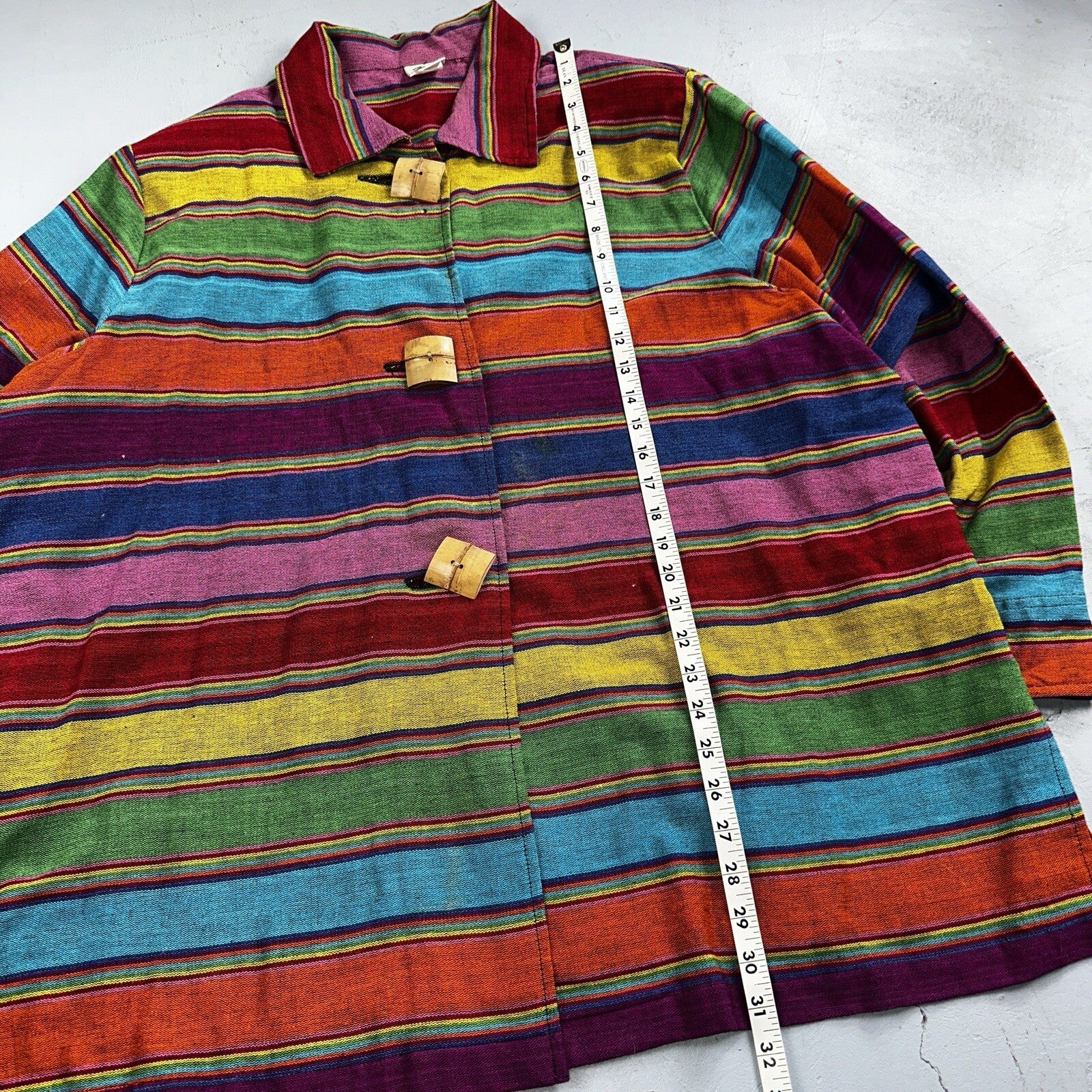 Norm Thompson VTG 80s Rainbow Striped Oversized Button Down Blazer/Jacket XL