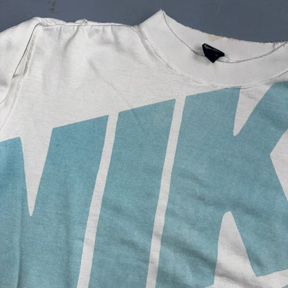Nike VTG 80s Sweatshirt Crewneck Spell Out Huge Big USA Logo 1980s White Jumper
