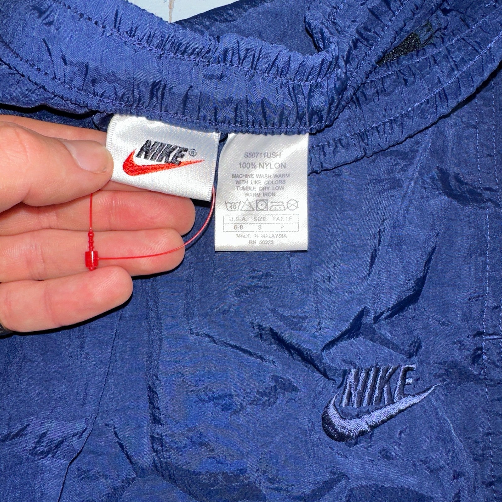 Nike VTG 90s Windbreaker Track Pants Ankle Zip Unlined Navy 1990s Essential