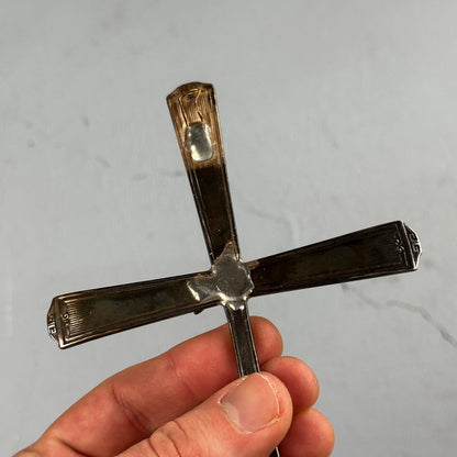 Holmes Edwards Cross Small Antique Crucifix Early 1900's Silver Plate Rare Find