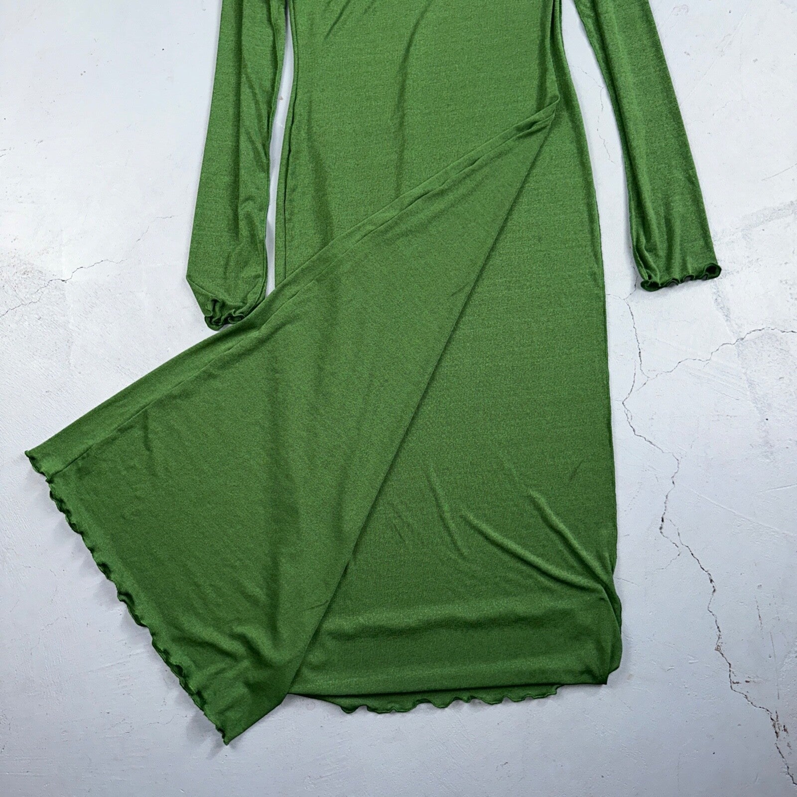 Topshop Women's Maxi Dress S Green Polyester Elastane Maxi Long Mock Neck