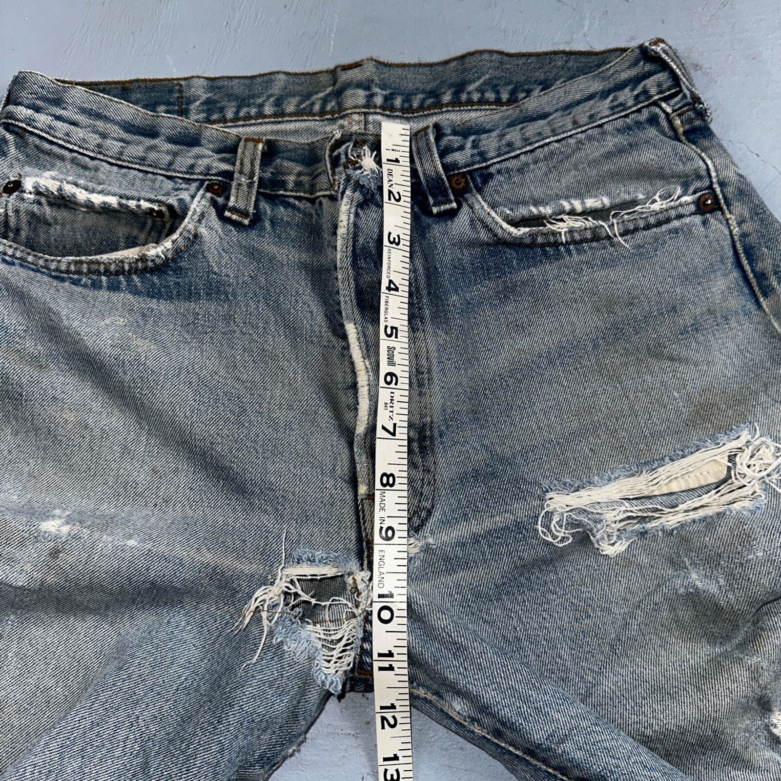 Levis 501 Vintage 80s Redline Selvedge USA XX Jeans Thrashed 33x33 Act 31x30