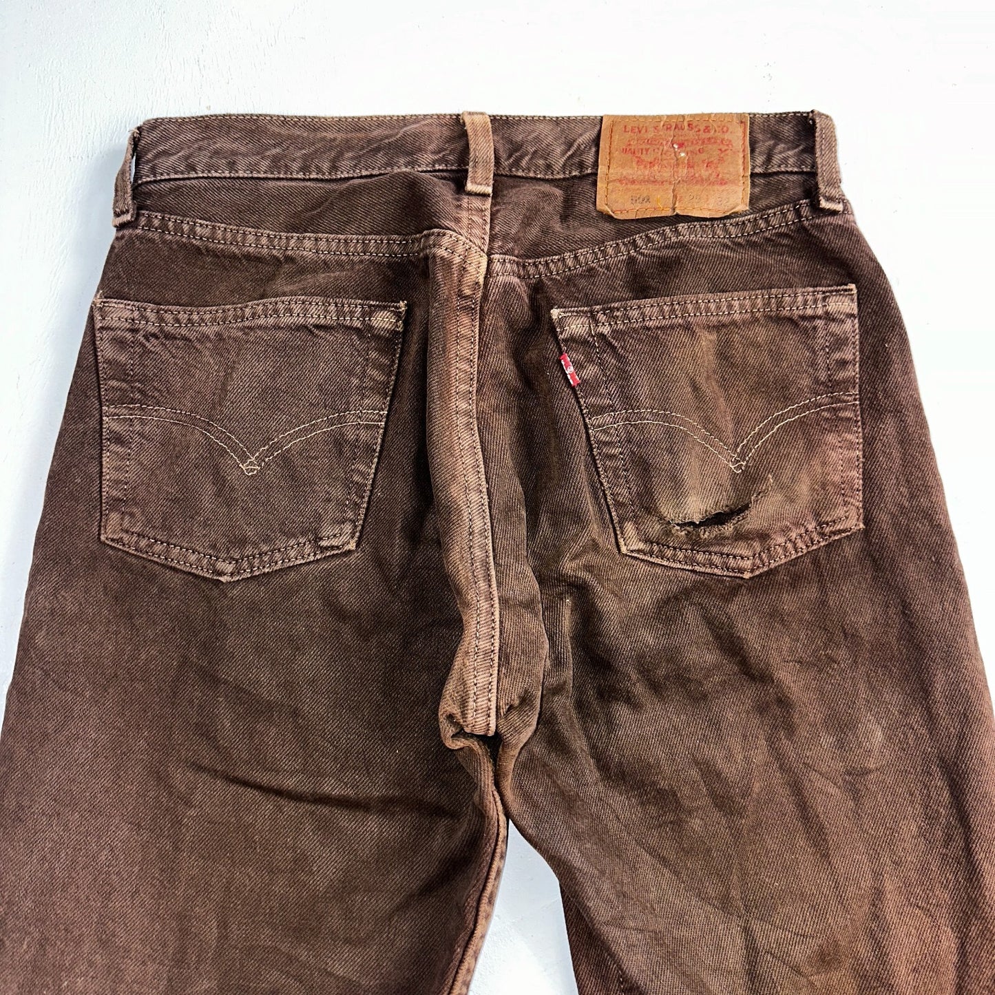Levis 501 Vintage 90s USA XX Straight Leg Jeans Brown Dark Wash 29x32 Act 29x31