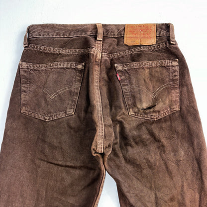 Levis 501 Vintage 90s USA XX Straight Leg Jeans Brown Dark Wash 29x32 Act 29x31