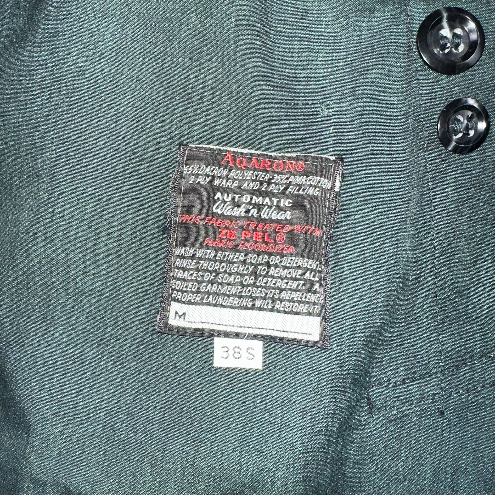 Aqaron Rain Trench Coat Mens 38 Short Green Long Sleeve Button Long Jacket
