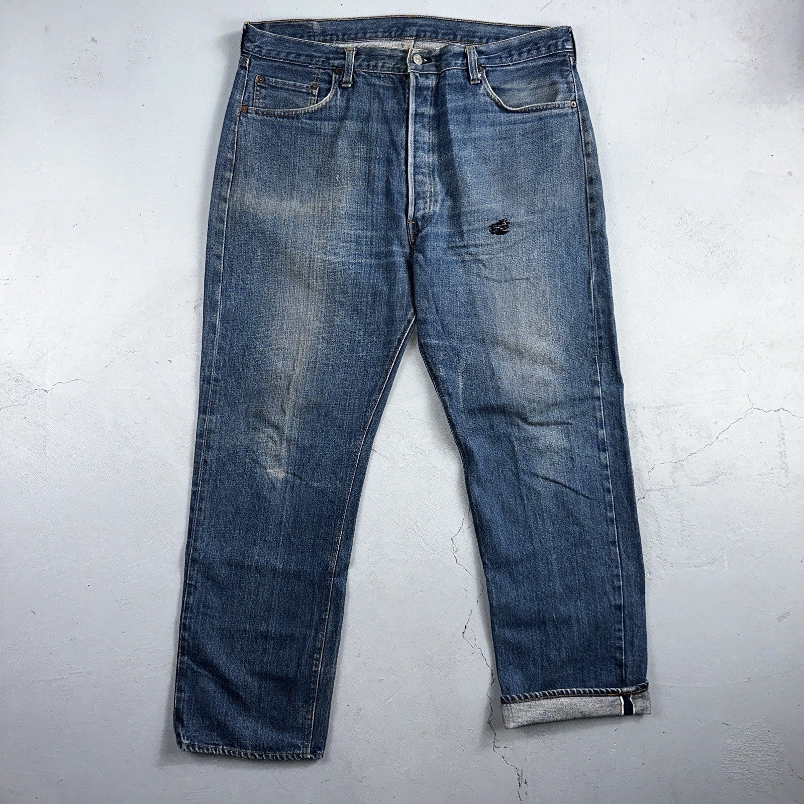 Levis 501 Vintage 80s Redline Selvedge USA XX Jeans Med Wash 42x34 Act 39x31