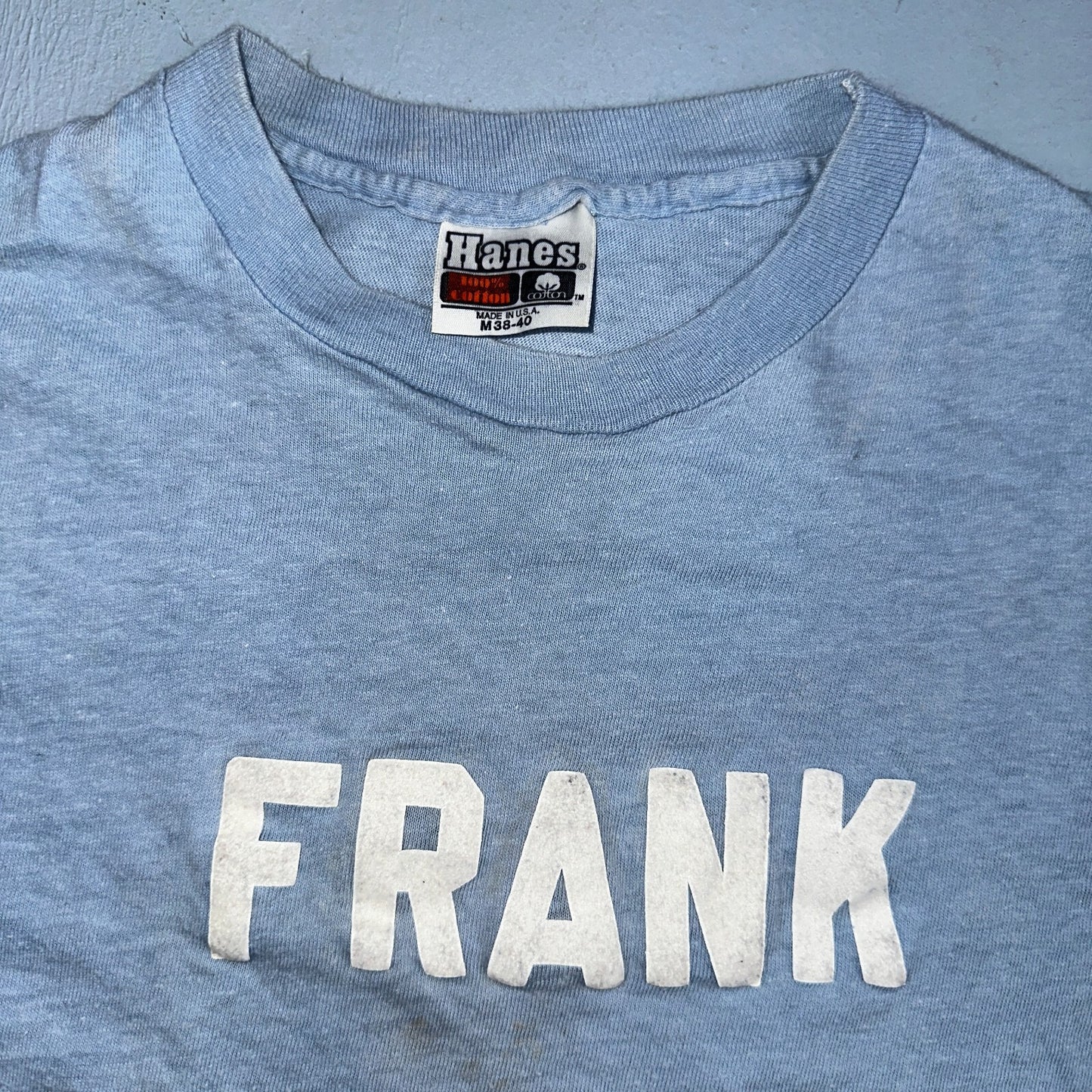 Frank Text Hanes 70s VTG T Shirt 1970s Troop Single Stitch Basic Quote