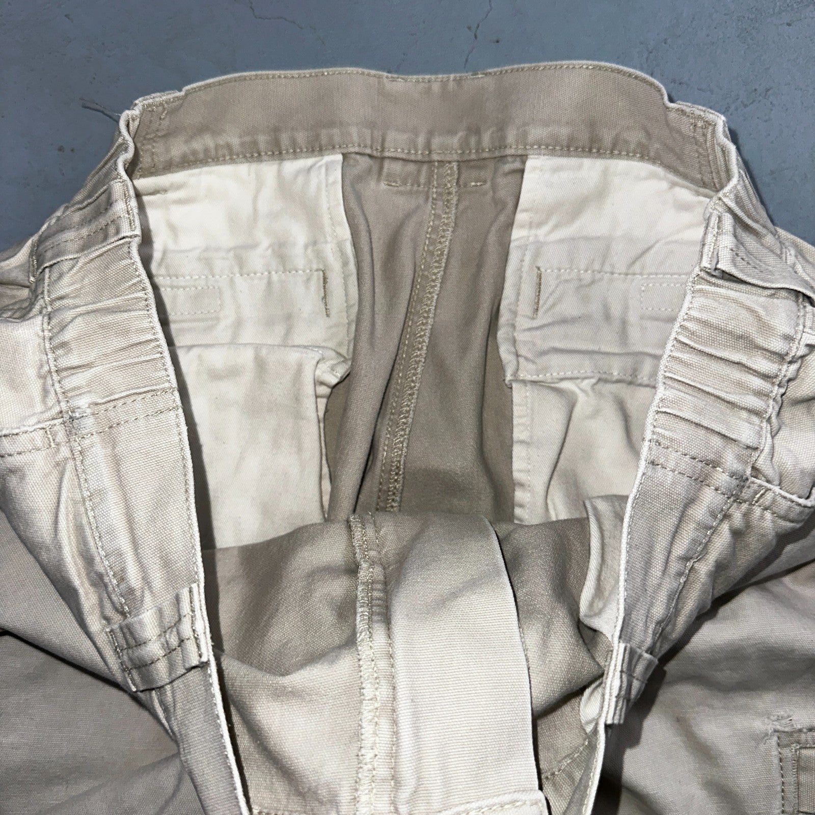 Vintage LL Bean Mens 36x30 Light Stonewashed Cargo Pants Trousers Beige 90s