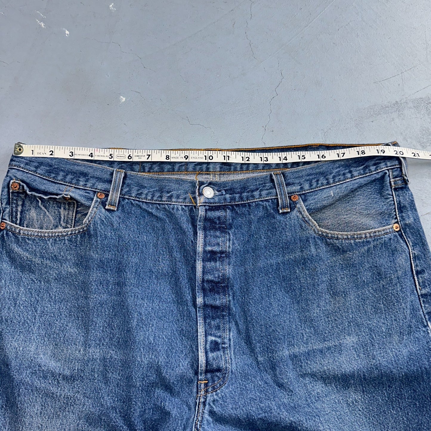 Levis 501 Vintage 90s USA XX Straight Leg Jeans Blue Med Wash 44x32 Act 40x28