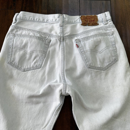 Vintage 90s Levis 501 USA 36x30 Tag Jeans 80s Blue Light Wash Act Worn 33x29