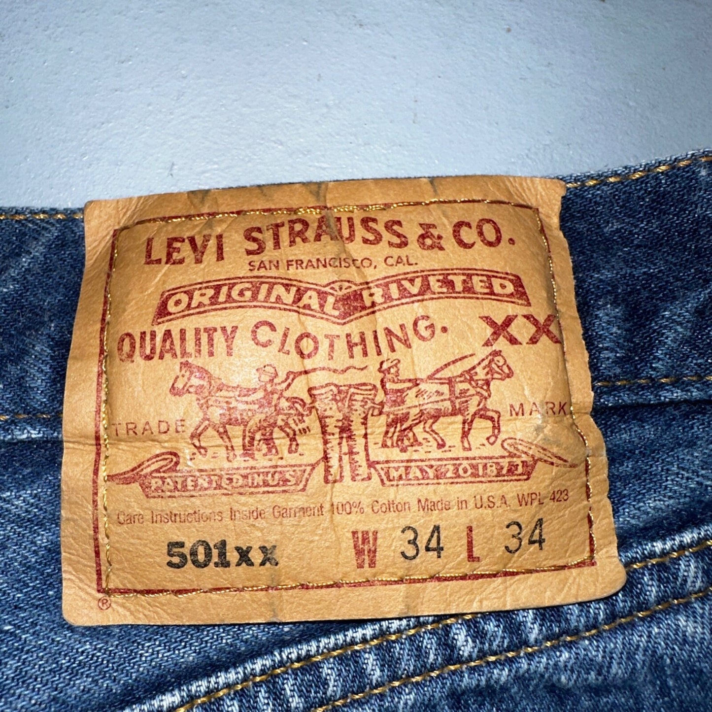 Levis 501 Vintage 90s USA XX Straight Leg Jeans Blue Med Wash 34x34 Act 31x30