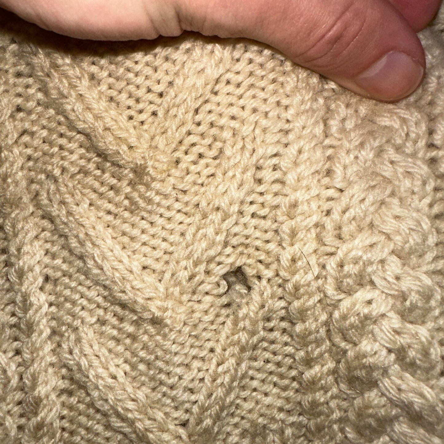 VTG Sweater Mens M Cream Cable Knit Ribbed Full Zip 1960s Rockabilly Ivory Rare