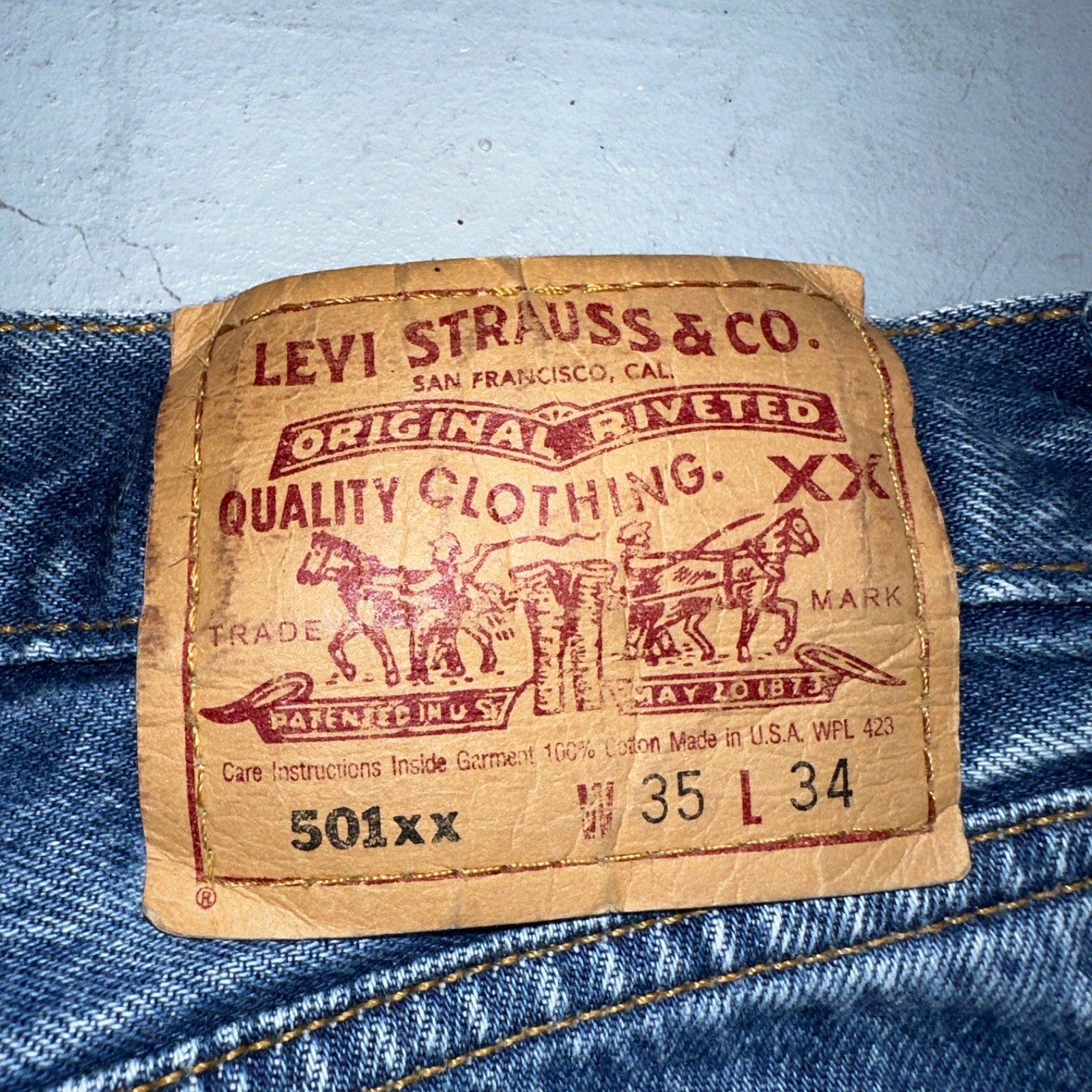 Levis 501 Vintage 90s USA XX Straight Leg Jeans Blue Med Wash 35x34 Act 32x30