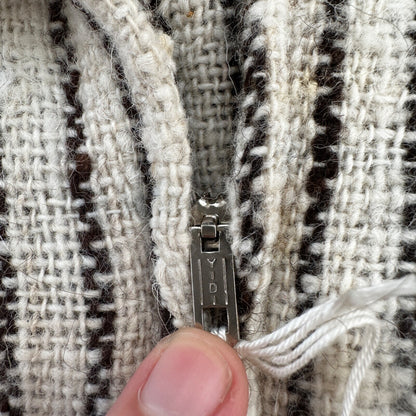 VTG 60s Sweatshirt Womens Zebra Stripe Full Zip Long Sleeve Wool 1960s Rare