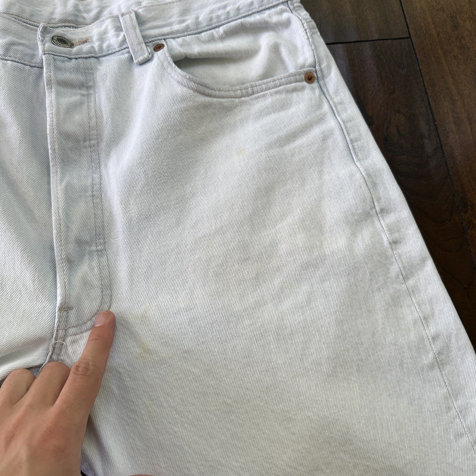 Vintage 90s Levis 501 USA 36x30 Tag Jeans 80s Blue Light Wash Act Worn 33x29