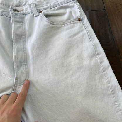 Vintage 90s Levis 501 USA 36x30 Tag Jeans 80s Blue Light Wash Act Worn 33x29