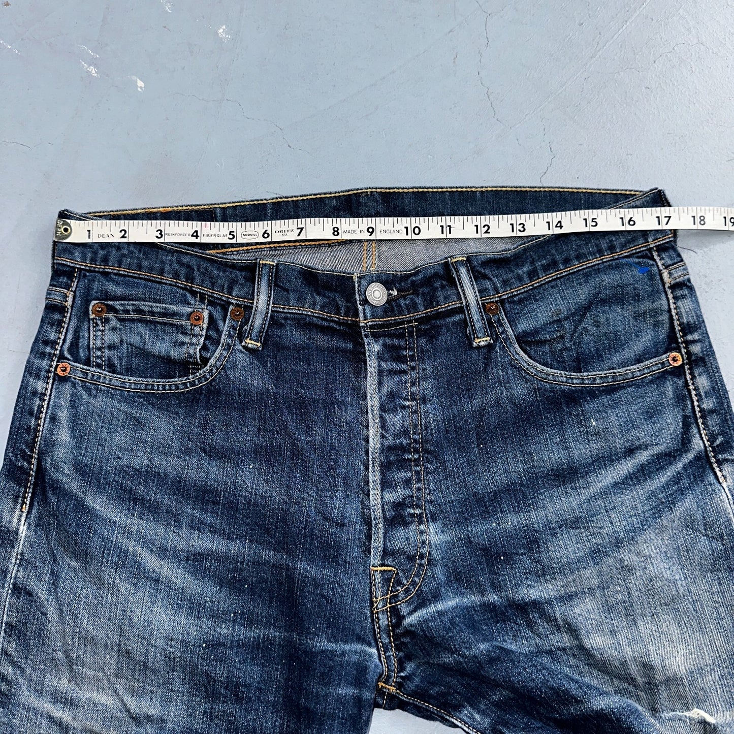 Levis 501 Y2K XX Straight Leg Jeans Blue VTG Whiskers Wash 34x30 Act 34x29