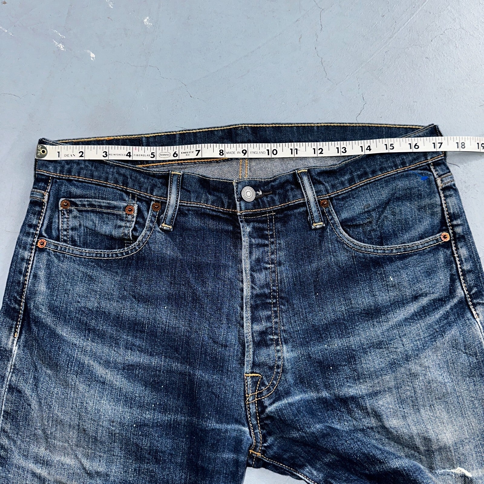 Levis 501 Y2K XX Straight Leg Jeans Blue VTG Whiskers Wash 34x30 Act 34x29