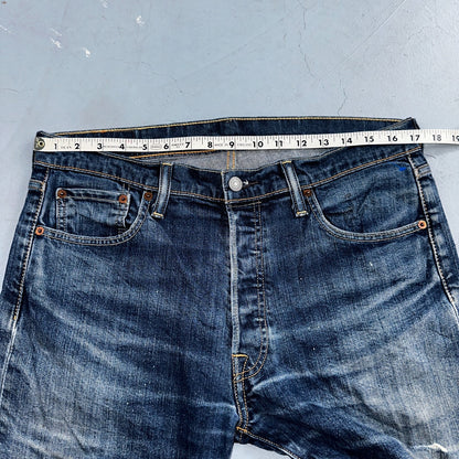 Levis 501 Y2K XX Straight Leg Jeans Blue VTG Whiskers Wash 34x30 Act 34x29