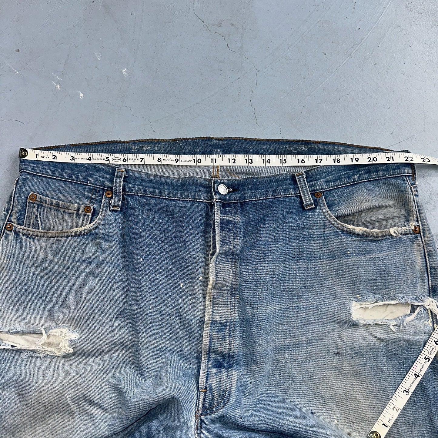 Levis 501 Vintage 80s Redline Selvedge USA XX Jeans Light Wash 48x30 Act 44x26