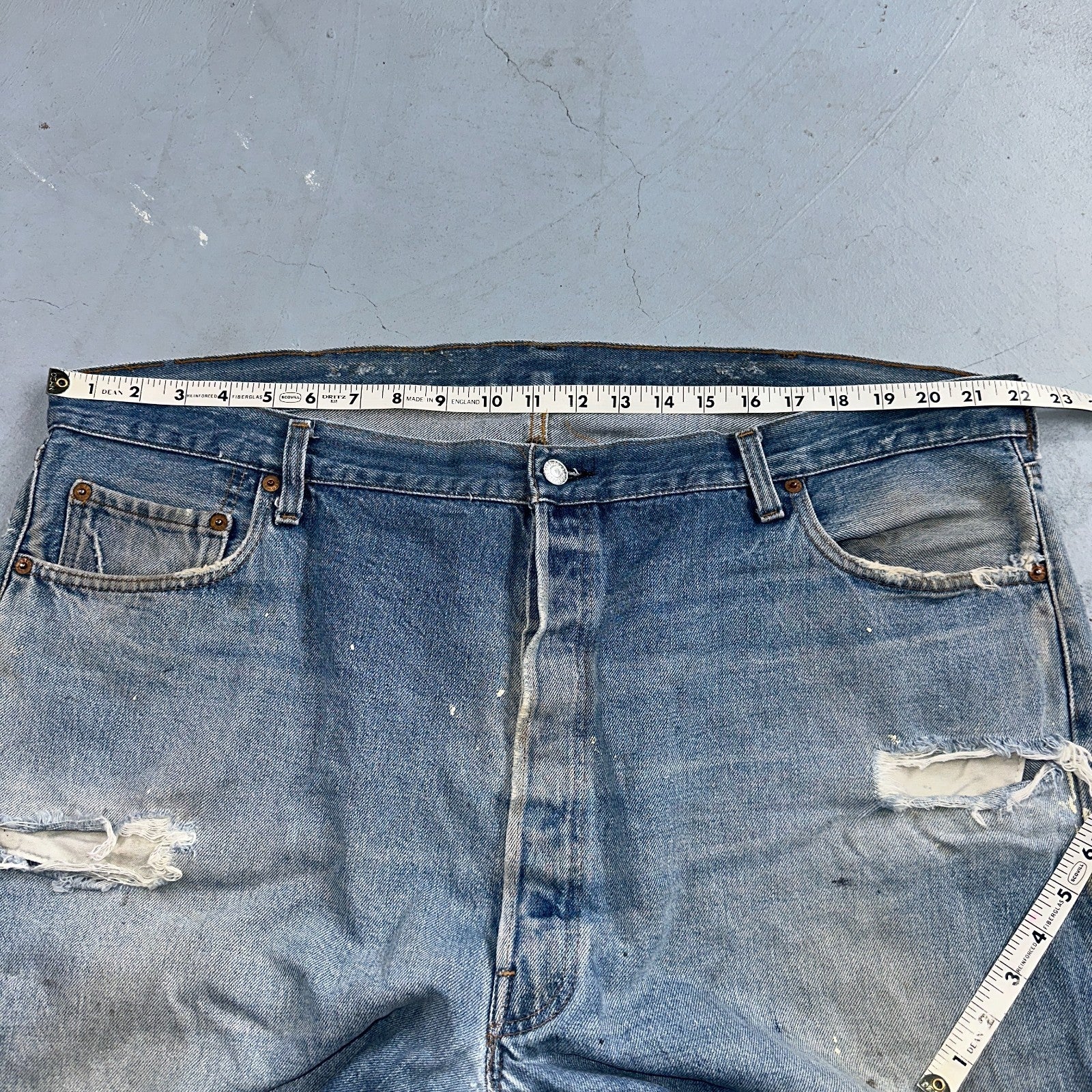 Levis 501 Vintage 80s Redline Selvedge USA XX Jeans Light Wash 48x30 Act 44x26