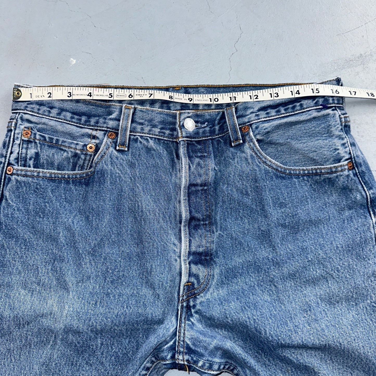 Levis 501 Vintage 90s USA XX Straight Leg Jeans Blue Light Wash 35x34 Act 32x30