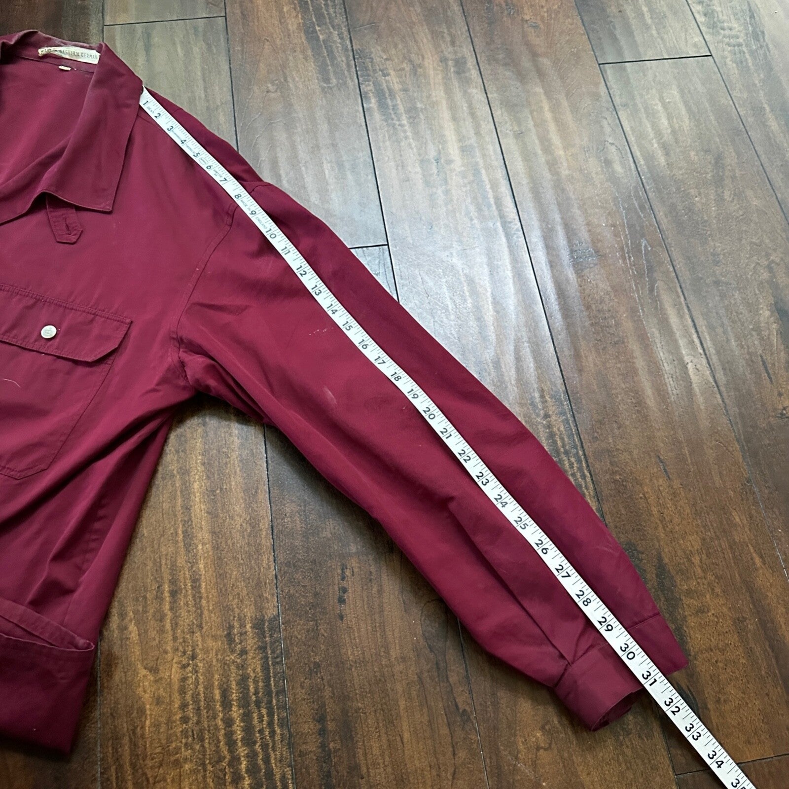 1960s 60s Jacket Shirt Bogner Germany Long Sleeve Button Snap Rockabilly Maroon