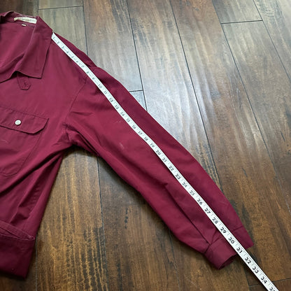 1960s 60s Jacket Shirt Bogner Germany Long Sleeve Button Snap Rockabilly Maroon