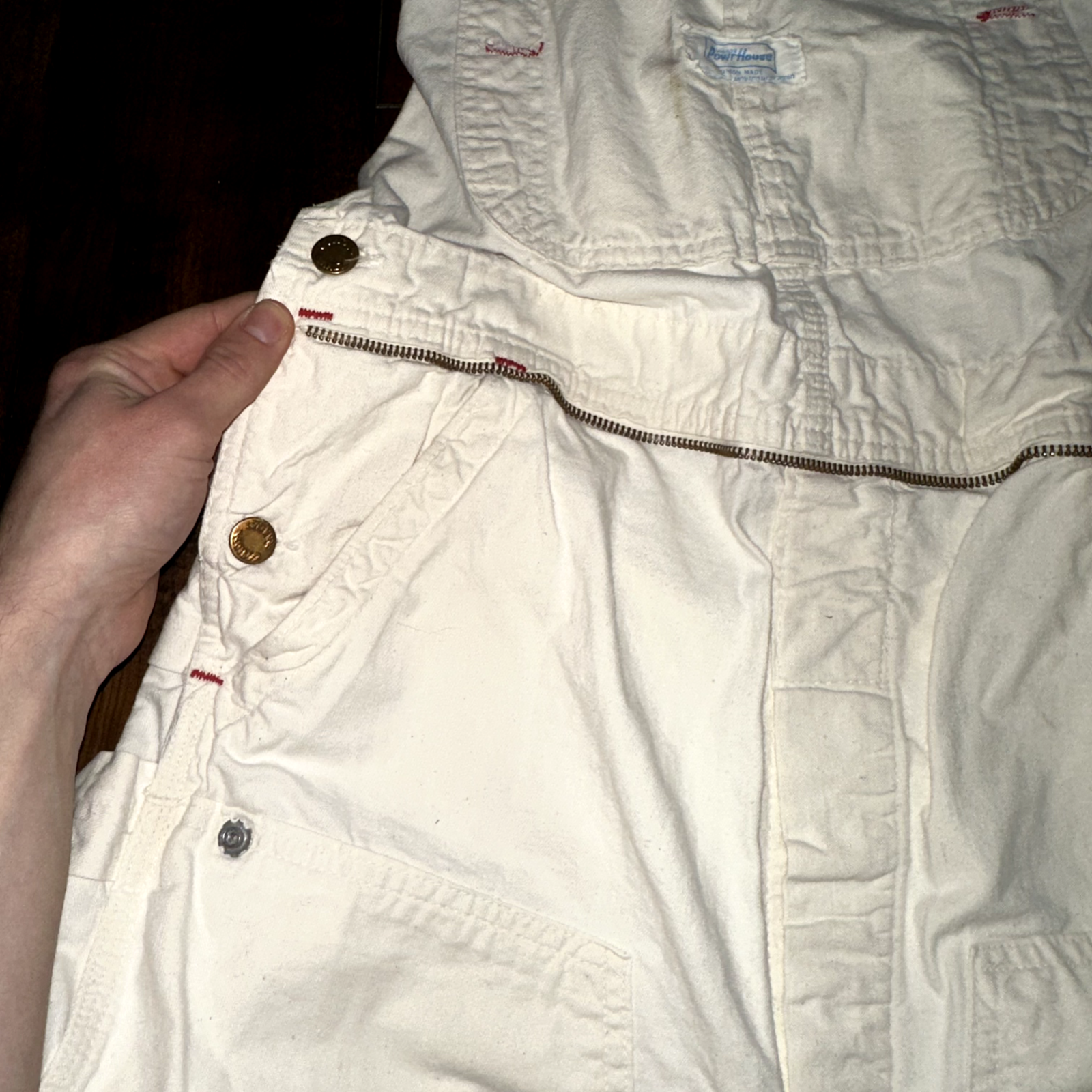 Powerhouse BIB Overalls MONTGOMERY WARD White Denim Workwear 60s 50s Union