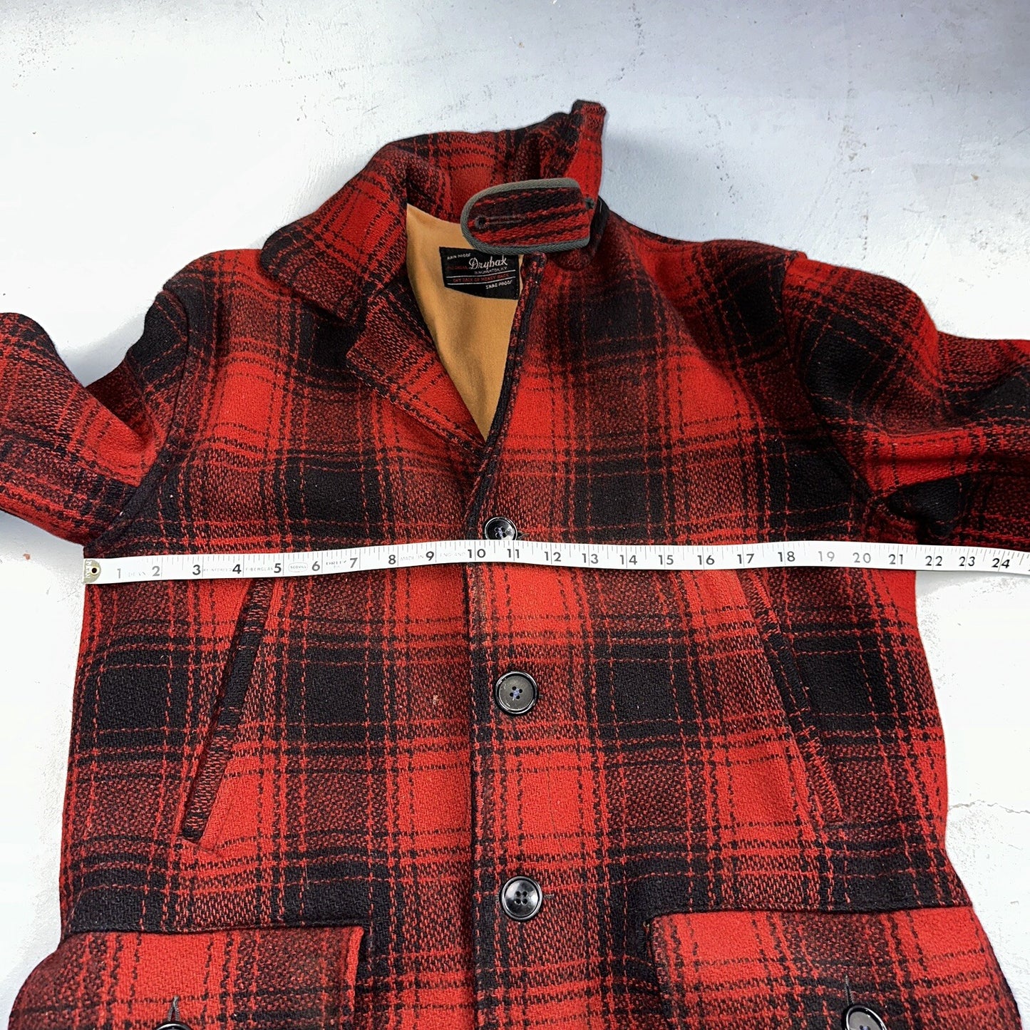 1950s Dryback Coat Wool Buffalo Plaid Heavy Hunting Jacket VTG Mackinaw 50s 40s