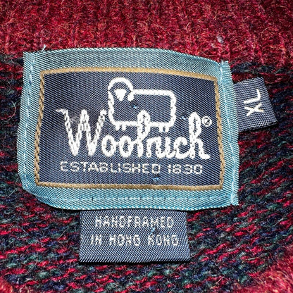 Woolrich Vintage Sweater Men’s XL Red Wool Blend Rag Sweater Chunky Collar 80s