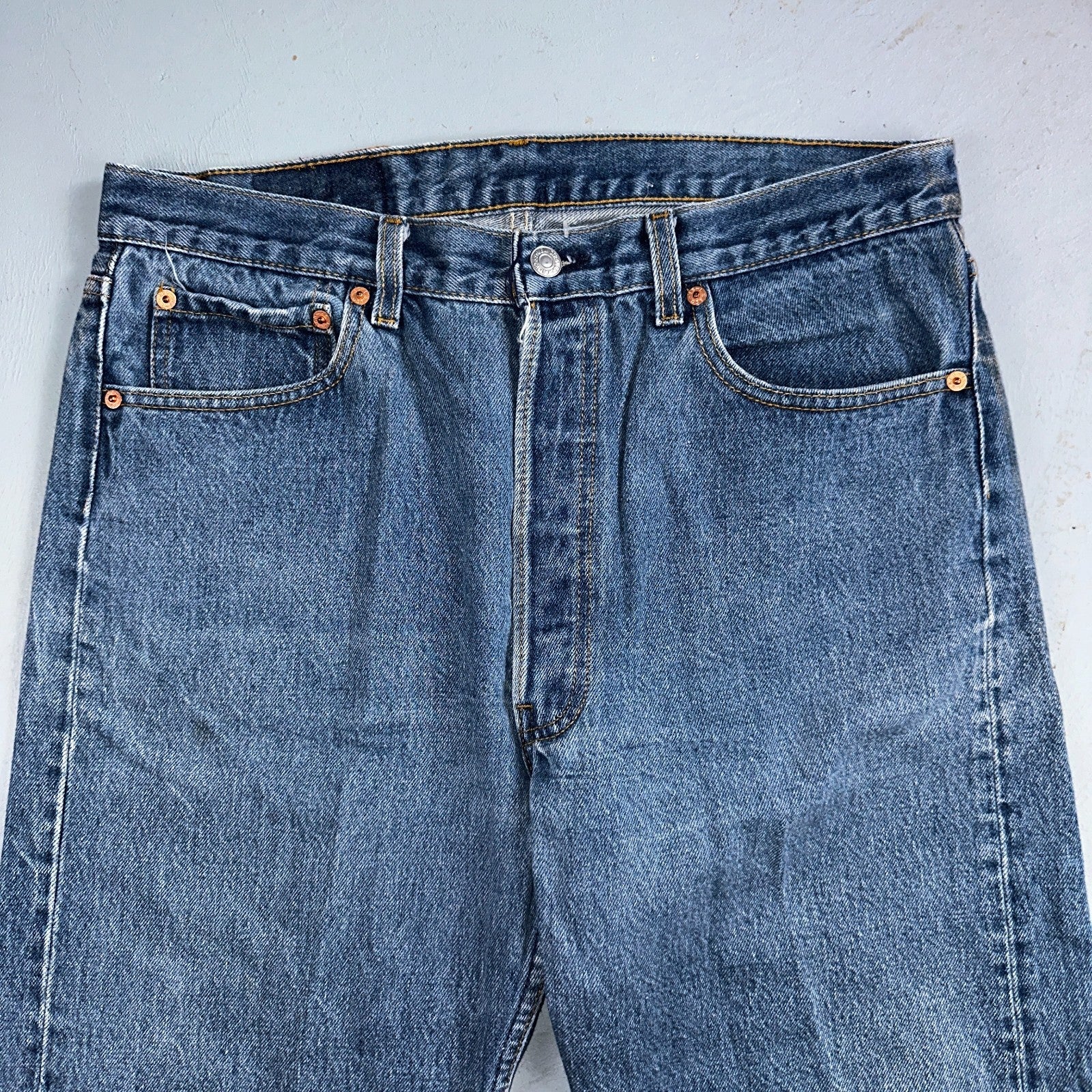 Levis 501 Vintage 90s USA XX Straight Leg Jeans Blue Med Wash 36x32 Act 32x28