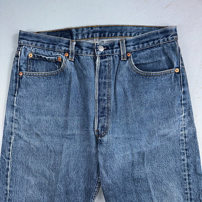 Levis 501 Vintage 90s USA XX Straight Leg Jeans Blue Med Wash 36x32 Act 32x28