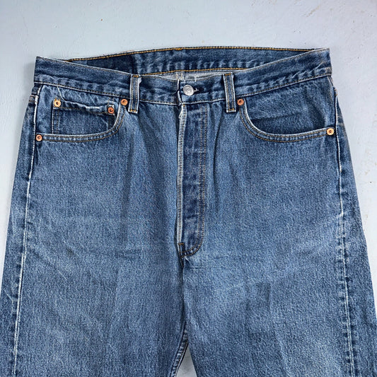Levis 501 Vintage 90s USA XX Straight Leg Jeans Blue Med Wash 36x32 Act 32x28