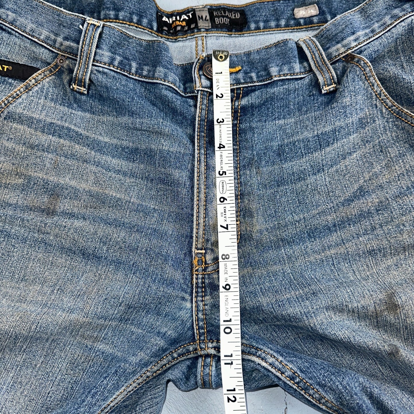 Ariat Rebar Jeans Men's 35x34 Blue M4 Workhorse Edge Boot Cut Western