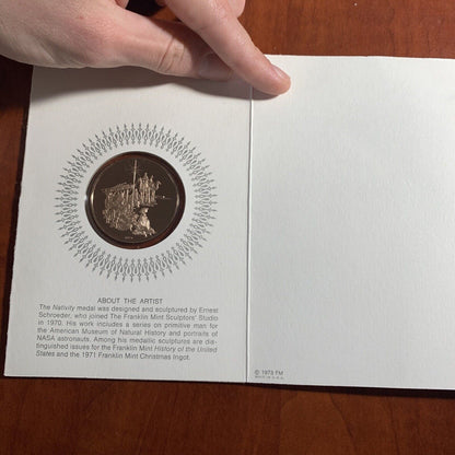VINTAGE FRANKLIN MINT 1973 GLORY TO GOD CHRISTMAS CARD WITH COIN IN BOX